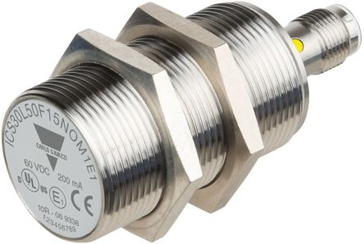 Carlo Gavazzi ICS30L50F15POM1E1 Threaded Barrel Inductive Proximity Sensor, M30 PNP ICS30 60V dc 15 mm 60 V dc 200mA
