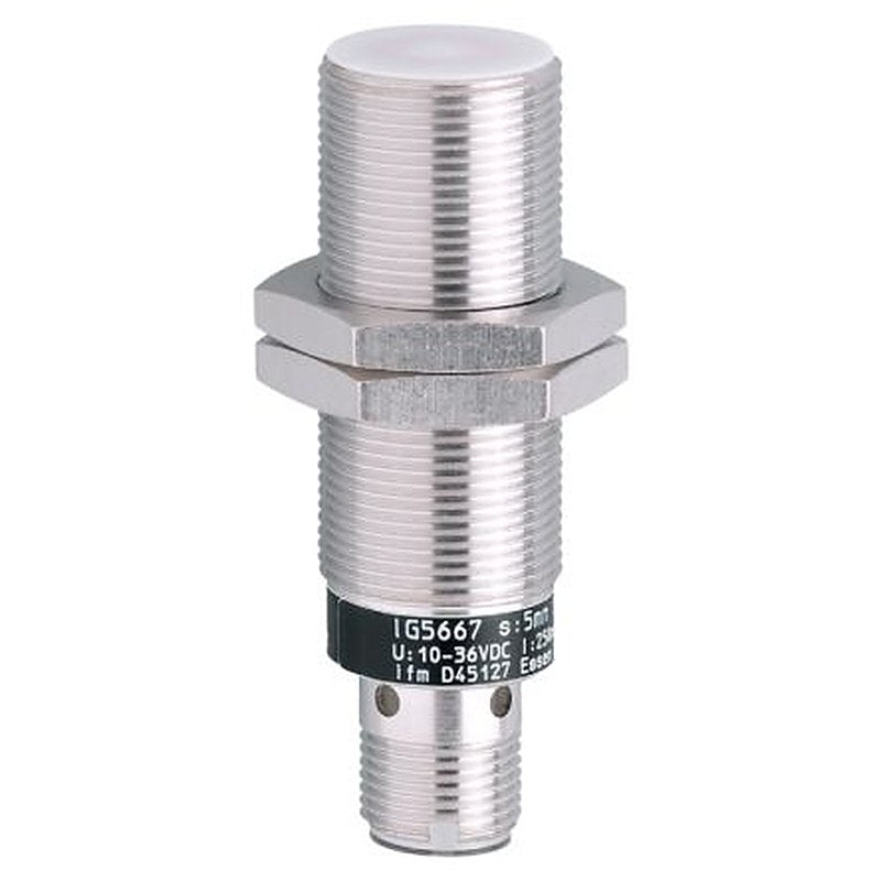 ifm electronic IG5667 Threaded Barrel Inductive Proximity Sensor, M18 PNP IG5 36V dc 5 mm 36 V dc 250mA