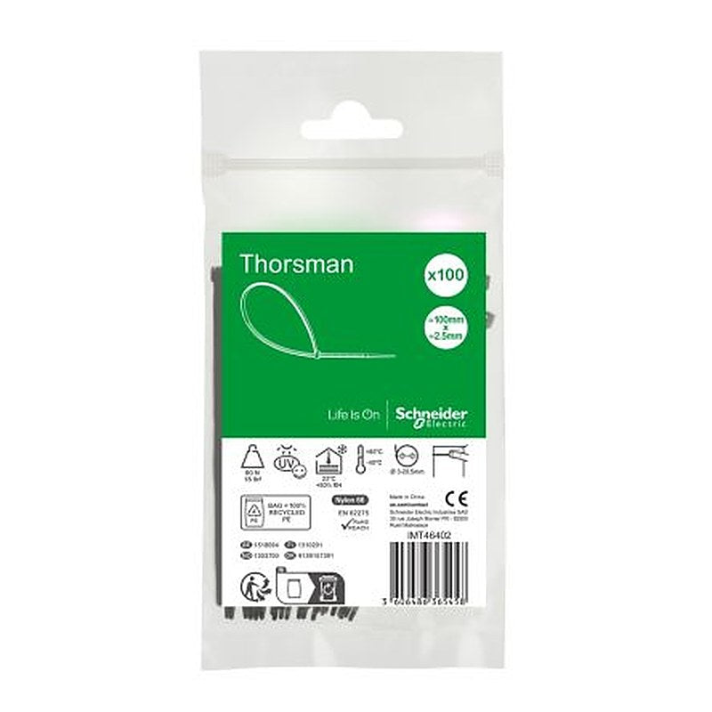 Schneider Electric Cable Tie, Cable Tie, 100 mm x 2.5mm, Black Polyamide 66