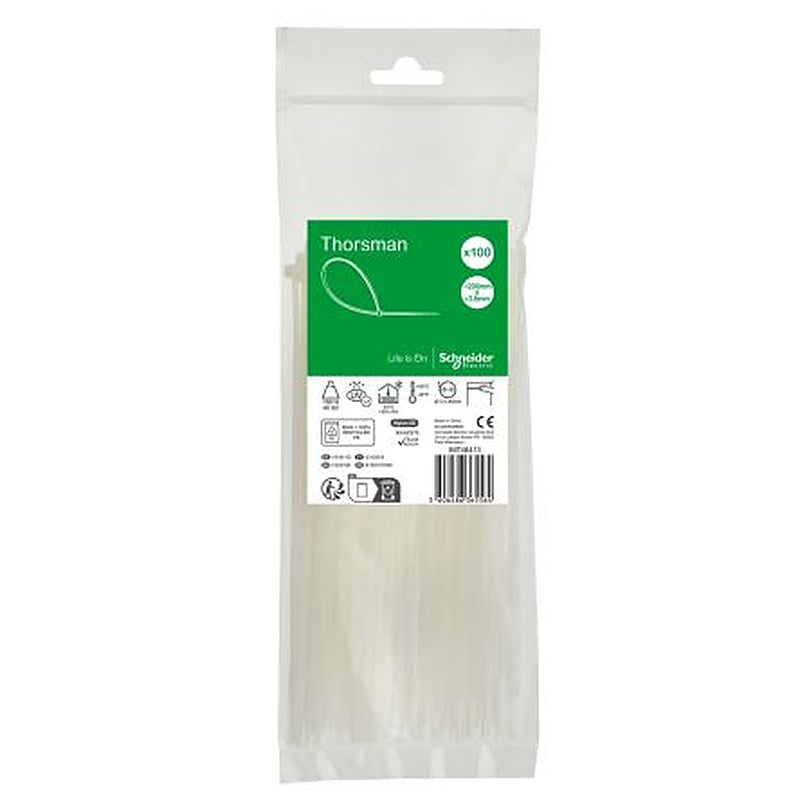 Schneider Electric Cable Tie, Cable Tie, 200 mm x 3.6mm, Clear Polyamide 66