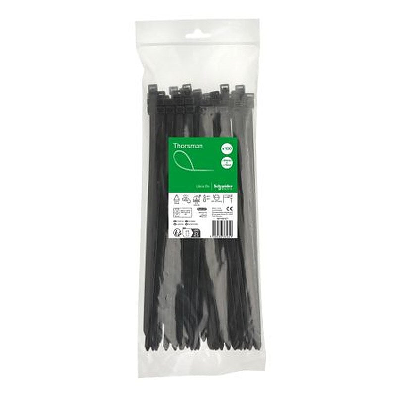 Schneider Electric Cable Tie, Cable Tie, 300 mm x 7.6mm, Black Polyamide 66