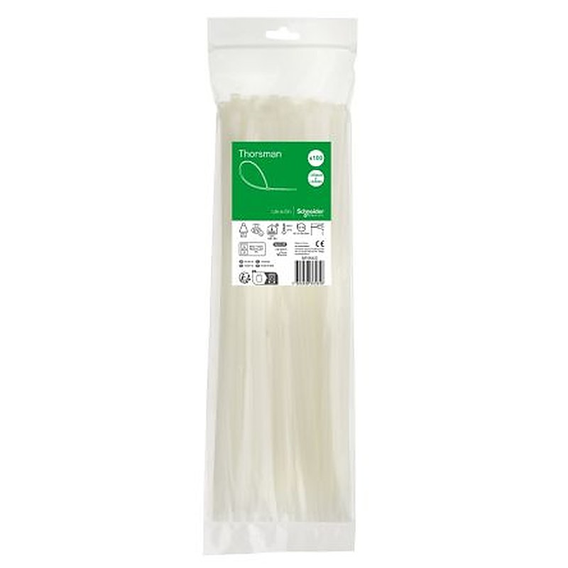 Schneider Electric Cable Tie, Cable Tie, 370 mm x 4.8mm, Clear Polyamide 66