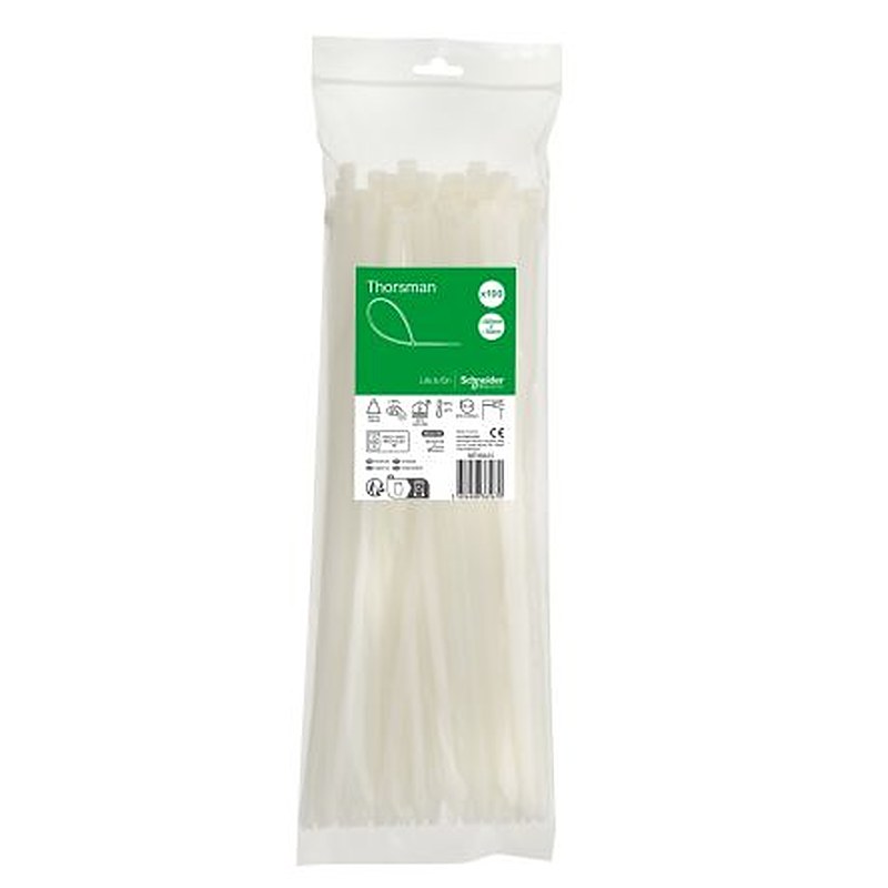 Schneider Electric Cable Tie, Cable Tie, 380 mm x 7.6mm, Clear Polyamide 66