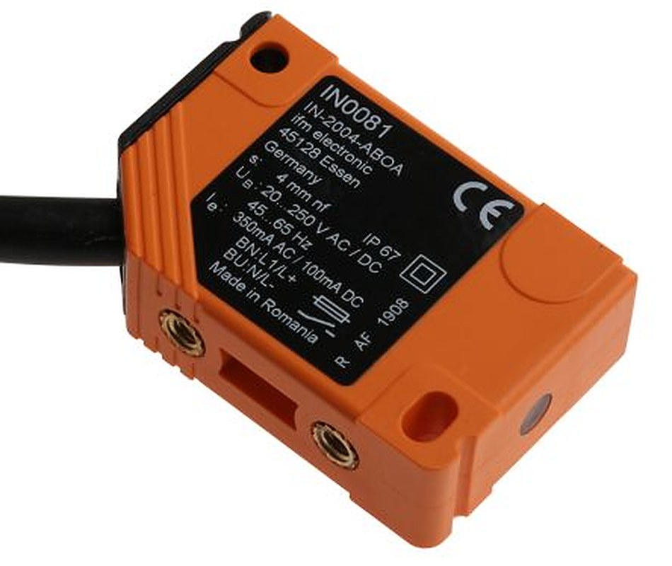 ifm electronic IN0081 Block Inductive Proximity Sensor, M3 2-Wire IN-2004-ABOA 250V ac/dc 4 mm 250 V ac 250 V dc 2.2A