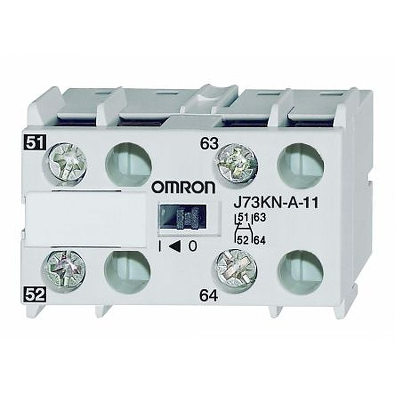 Omron Auxiliary Contact Block, 2 Contact, 1 NO/1 NC, J73KN, 25 A, 690V, J73KN-A-11