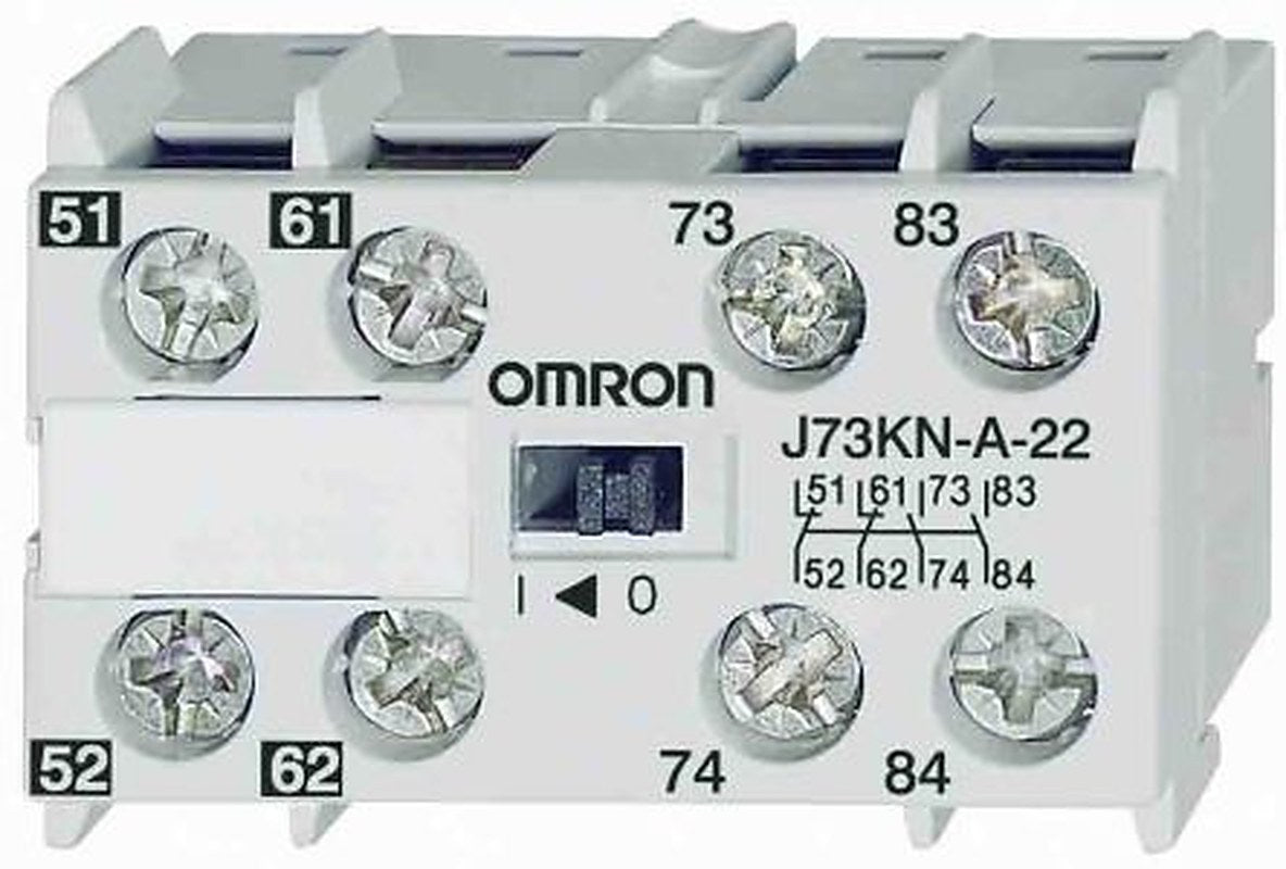 Omron Auxiliary Contact Block, 4 Contact, 2 NC/2 NO, J73KN, Screw, 10 A, 24V, J73KN-A-22