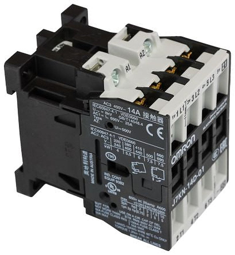 Omron J7KN Contactor, 24V ac Coil, 3-Pole, 14 A, 5.5 kW 45V, 3 NO/1 NC