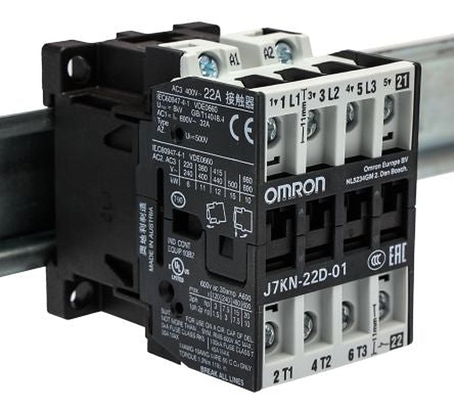 Omron J7KN Contactor, 24V Coil, 3-Pole, 22 A, 12 kW, 1 NC