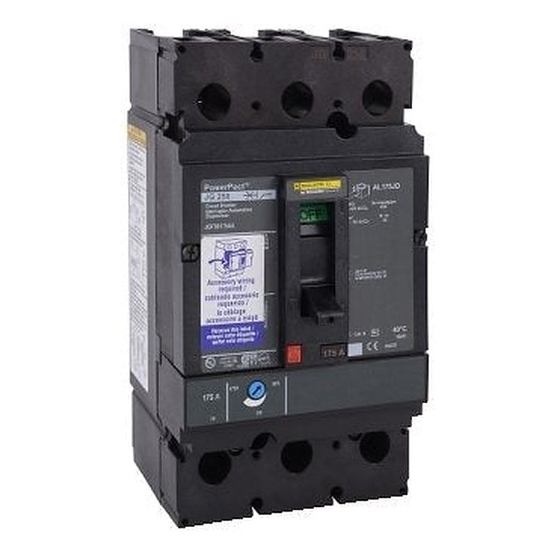 Circuit breaker, PowerPacT J, 175A, 3 pole, 600VAC, 18kA, busbar, thermal magnetic, 80%, aux (Circuit breaker PowerPacT J) is a Schneider Electric product. Designed for reliable performance and long service life. Available across Iraq — contact us for pricing and delivery options.