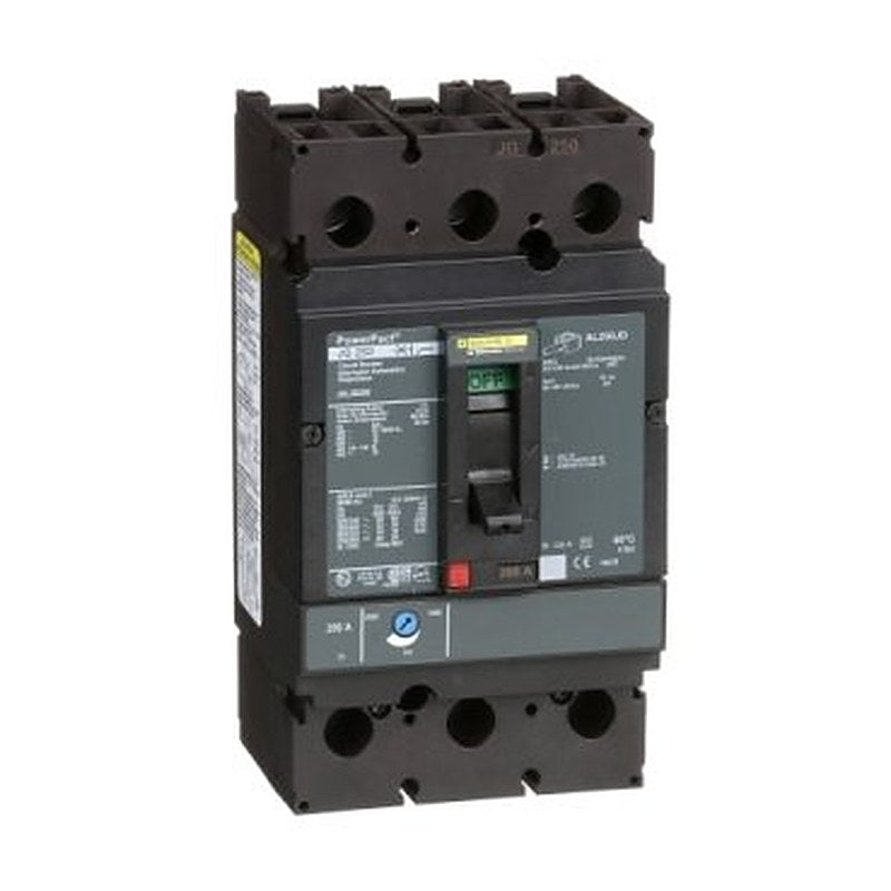 Circuit breaker, PowerPacT J, 200A, 3 pole, 600VAC, 18kA, lugs, thermal magnetic, 80% (Circuit breaker PowerPacT J) is a Schneider Electric product. Designed for reliable performance and long service life. Available across Iraq — contact us for pricing and delivery options.