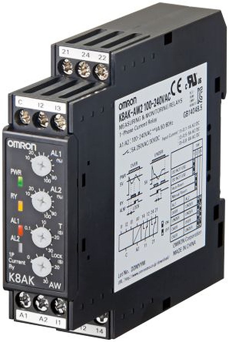 Omron Monitoring Relay, 1 Phase, SPDT, DIN Rail, 0.1A to 5A, 24 V dc, 240V ac