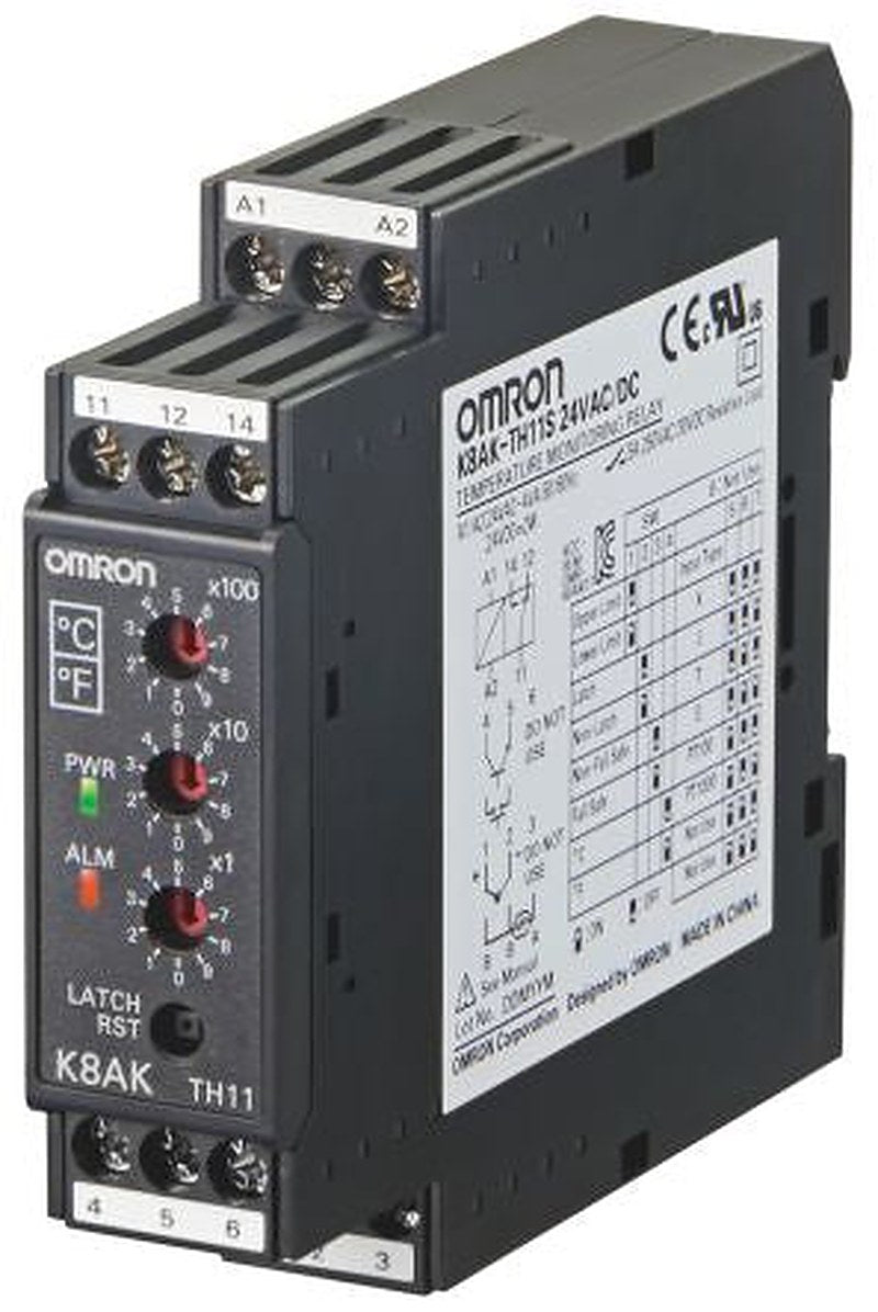 Omron Monitoring Relay, 1 Phase, SPDT, DIN Rail, Monitoring: 0 °C to 1800 °C, 24 V dc 100V ac, 240 V ac