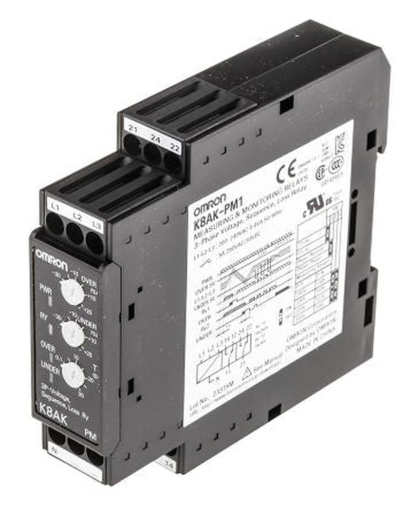 Omron Monitoring Relay, 3 Phase, 0 V ac Monitor Range, SPDT, DIN Rail, 230V ac, 240 V ac 30 V ac