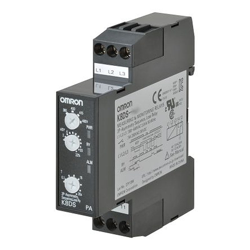 Omron Monitoring Relay, 3 Phase, 200 V ac→480 V ac Monitor Range, SPDT, DIN Rail