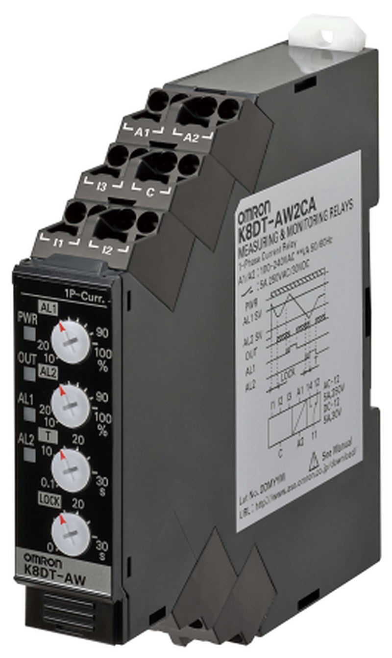 Omron Monitoring Relay, 1 Phase, SPDT, DIN Rail, 0.1A to 5A, 0 V ac, 0V ac