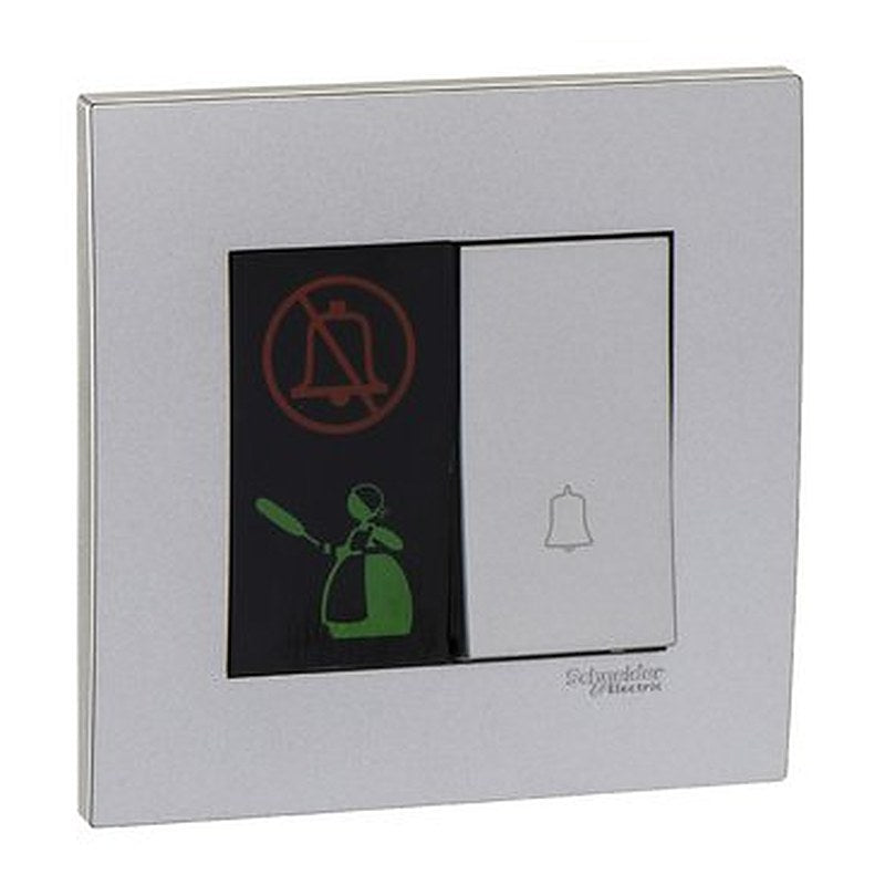 Bell press switch, Vivace, do not disturb and clean up room, aluminium silver (Bell press switch Vivace) is a Schneider Electric product. Designed for reliable performance and long service life. Available across Iraq — contact us for pricing and delivery options.