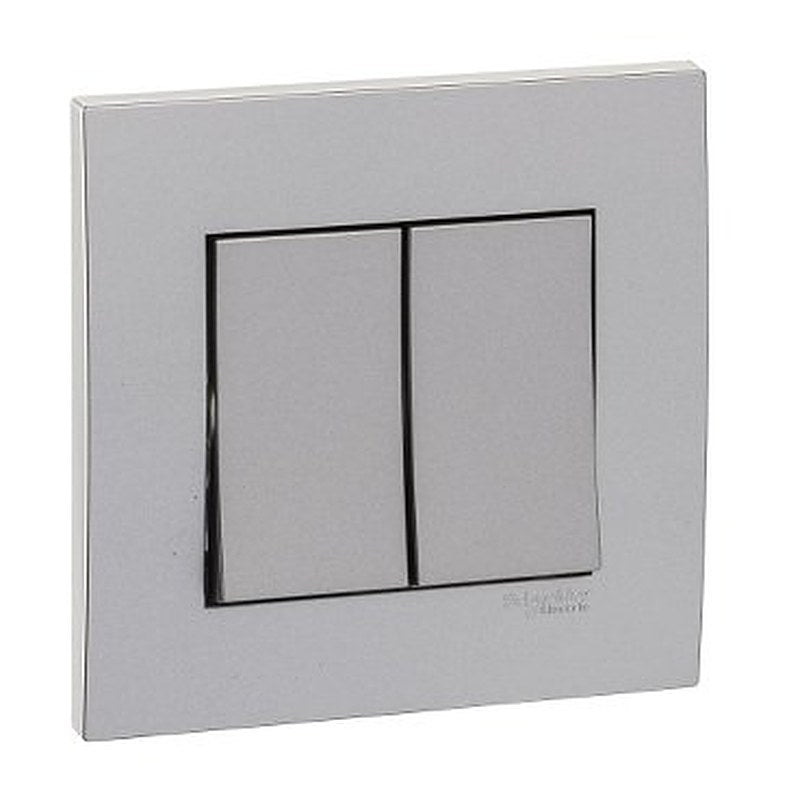 Switch, Vivace, 16AX, 250V, 2 way, 2 gang, aluminium silver (Switch Vivace) is a Schneider Electric product. Designed for reliable performance and long service life. Available across Iraq — contact us for pricing and delivery options.