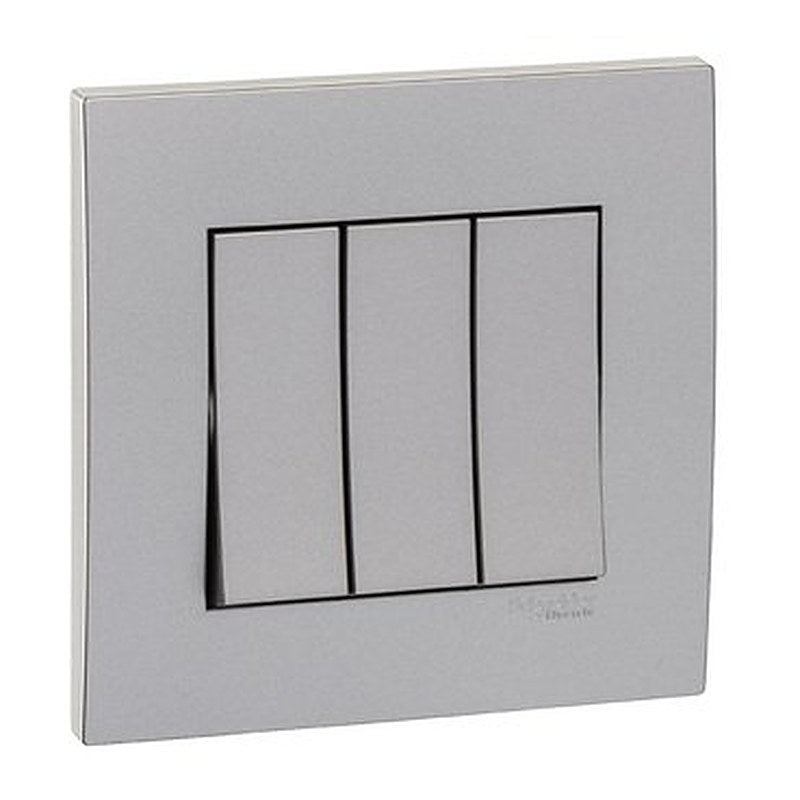 Switch, Vivace, 16AX, 250V, 1 way, 3 gang, aluminium silver (Switch Vivace) is a Schneider Electric product. Designed for reliable performance and long service life. Available across Iraq — contact us for pricing and delivery options.