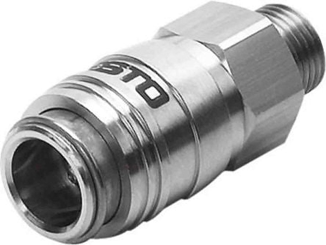 Festo Brass Pneumatic Quick Connect Coupling, 1/8 in Male G Self-Closing with Non-Return Valve
