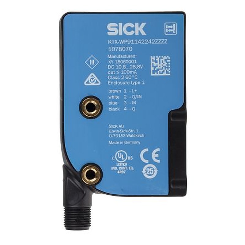 SICK Contrast Sensor RGB LED 13 mm, PNP, 100 mA, IP67 28.8V dc