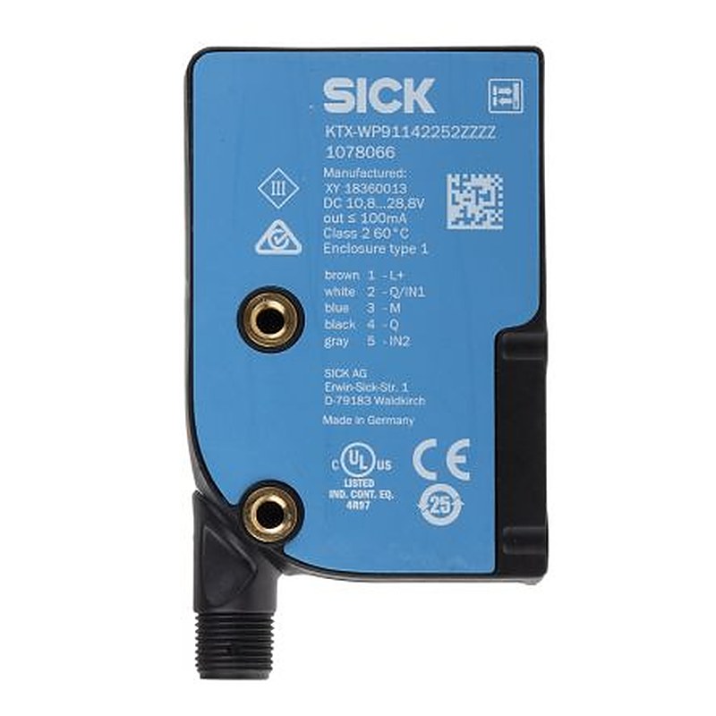 SICK Contrast Sensor RGB LED 13 mm, PNP, 100 mA, IP67 28.8V dc