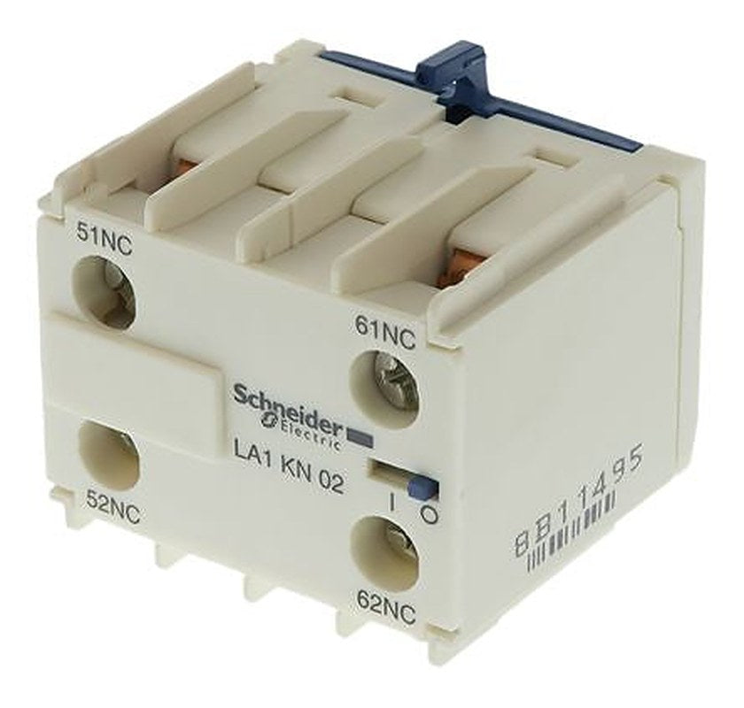 Schneider Electric Auxiliary Contact, 2 Contact, 2 NC, TeSyS CA, Screw, DIN Rail, 10 A, 600V ac, LA1KN02