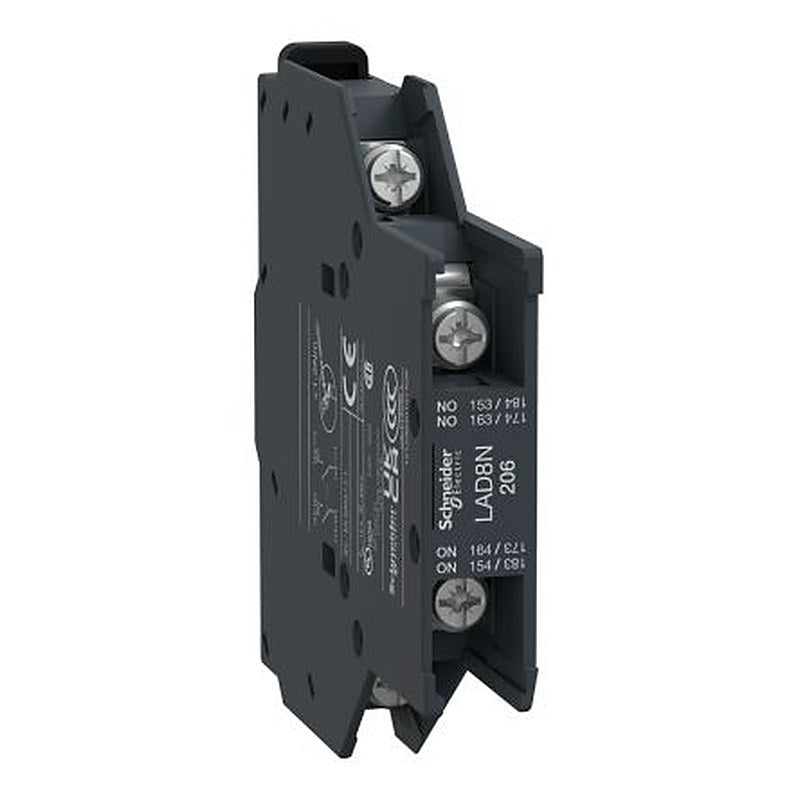 Schneider Electric Auxiliary Contact Block, 2 Contact, 2 NO, TeSyS D, Side, 10 A, 690V, LAD8N206