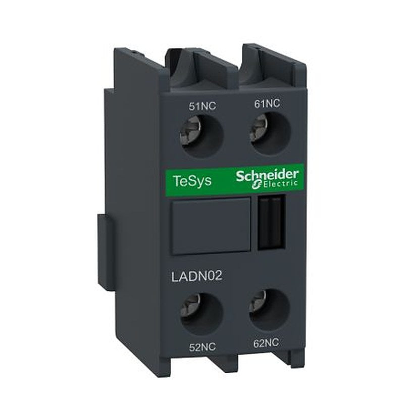 Schneider Electric Auxiliary Contact Block, 2 Contact, 2 NC, TeSyS D, Front, 10 A, 690V, LADN02