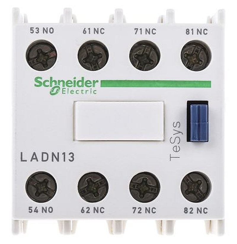 Schneider Electric Auxiliary Contact Block, 4 Contact, 1 NO/3 NC, TeSyS D, Front, 10 A, 690V ac, LADN13