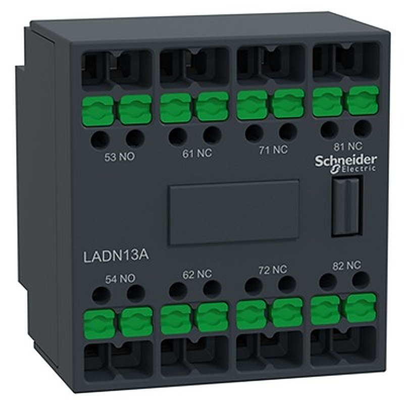 Schneider Electric Auxiliary Contact Block, 4 Contact, 1 NO/3 NC, TeSys Deca, Front, 6 A, 690V ac, LADN13A