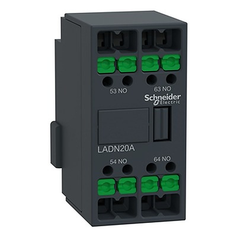 Schneider Electric Auxiliary Contact Block, 2 Contact, 2 NO, TeSys Deca, Front, 6 A, 690V ac, LADN20A