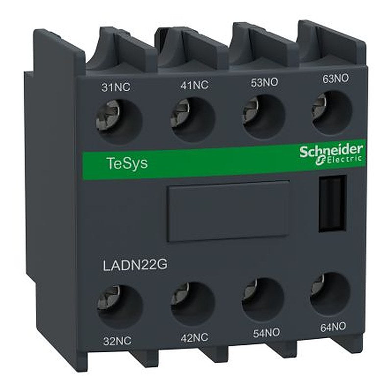 Schneider Electric Auxiliary Contact Block, 4 Contact, 2 NC/2 NO, TeSyS D, Front, 10 A, 690V, LADN22G