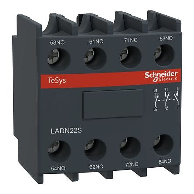Schneider Electric Auxiliary Contact, 4 Contact, 2 NO/2 NC, TeSyS D, Panel Mount, 10 A, 690V ac, LADN22S