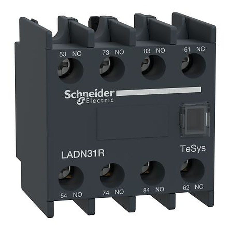 Schneider Electric Auxiliary Contact Block, 4 Contact, 3 NO/1 NC, LADN, Screw, 690V, LADN31R