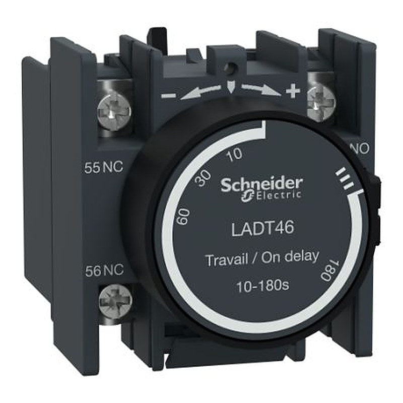 Schneider Electric Auxiliary Contact Block, 2 Contact, 1 NO/1 NC, TeSyS D, Front, 10 A, LADT46