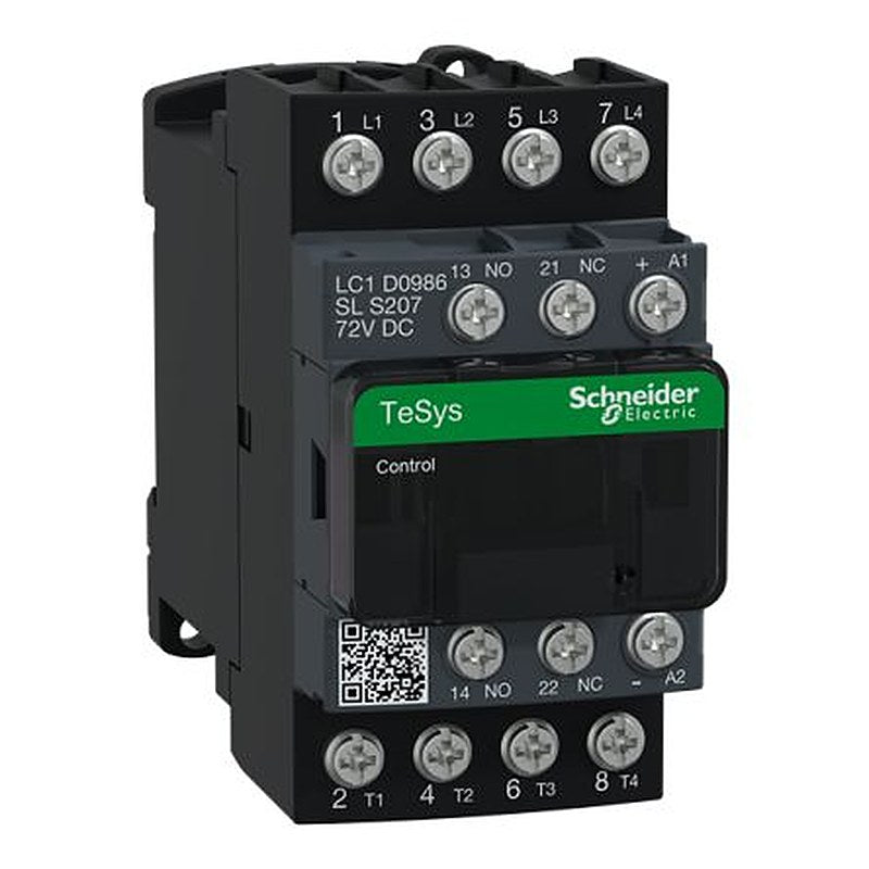 Schneider Electric LC1D Contactor, 72V dc Coil, 4-Pole, 20 A, 4 W 690V ac, 2 NO/2 NC, 690V ac