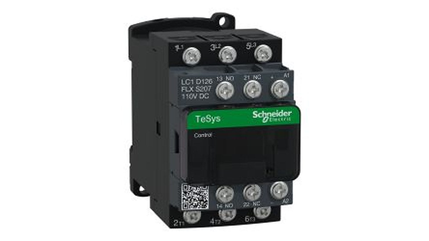 Schneider Electric LC1D Contactor, 110V dc Coil, 3-Pole, 25 A, 7.5 kW 110V dc, 3 NO, 690V ac