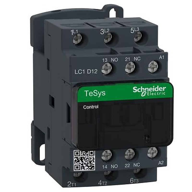 Schneider Electric LC1D Contactor, 24V ac Coil, 3-Pole, 12 A, 5.5 kW 24V ac, 3 NO, 690V ac