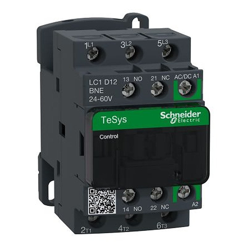 Schneider Electric LC1D Contactor, 24V ac/dc Coil, 3-Pole, 12 A, 5.5 kW 60V, 3 NO, 690V ac