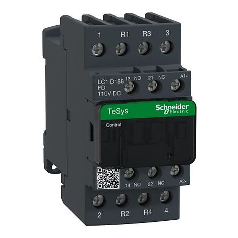 Schneider Electric TeSyS D Contactor, 110V dc Coil, 4-Pole, 32 A, 2.5 W 110V dc, 2 NO/2 NC, 300 V dc, 690V ac