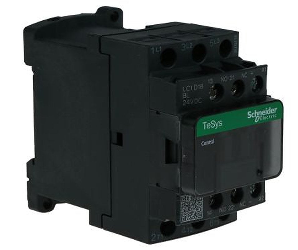 Schneider Electric TeSyS D Contactor, 24V dc Coil, 3-Pole, 18 A, 7.5 kW 24V dc, 3 NO, 690V ac