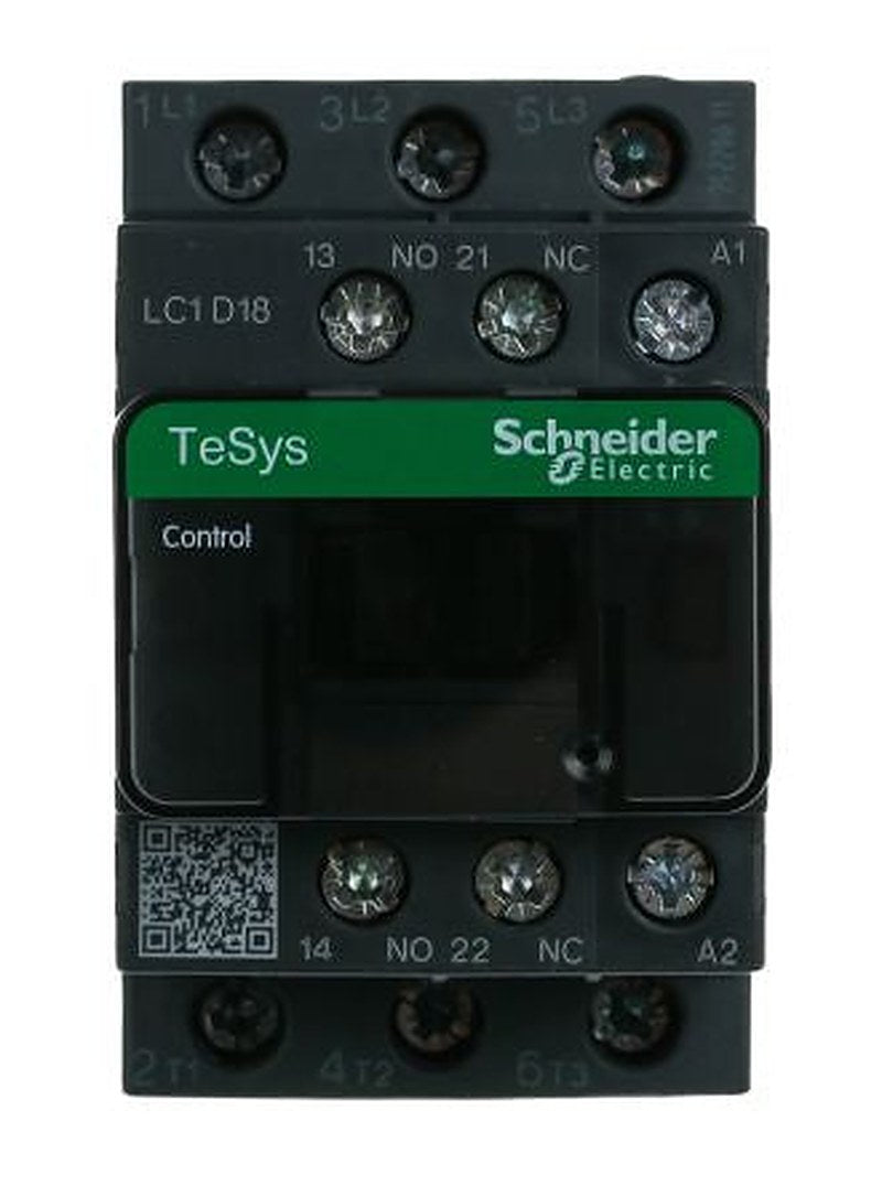 Schneider Electric LC1D Contactor, 230V ac Coil, 3-Pole, 18 A, 7.5 kW 230V ac, 3 NO, 690V ac