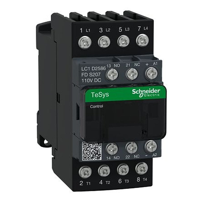 Schneider Electric TeSyS D Reversing Contactor, 110V dc Coil, 4-Pole, 40 A 110V dc, 2 NO/2 NC, 690V