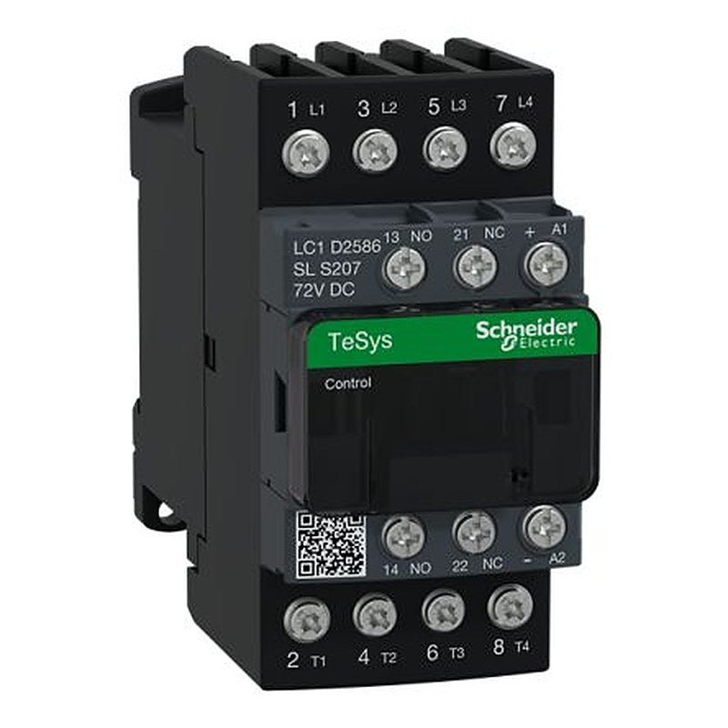 Schneider Electric LC1D Contactor, 24V dc Coil, 4-Pole, 4 W 24V dc, 2 NO/2 NC, 690V ac