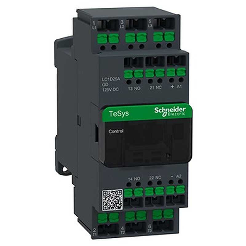 Schneider Electric TeSys Deca Contactor, 125V dc Coil, 3-Pole, 40 A, 5.4 W 125V, 1 NO/1 NC, 690V ac