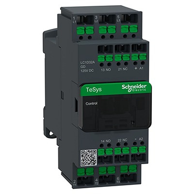 Schneider Electric TeSys Deca Contactor, 125V dc Coil, 3-Pole, 40 A, 5.4 W 125V, 1 NO/1 NC, 690V ac