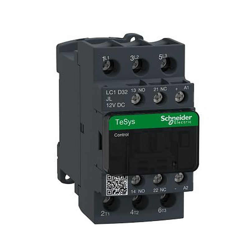 Schneider Electric TeSyS D Contactor, 12V dc Coil, 3-Pole, 50 A, 18.5 kW 12V dc, 3 NO, 300 V dc, 690V ac