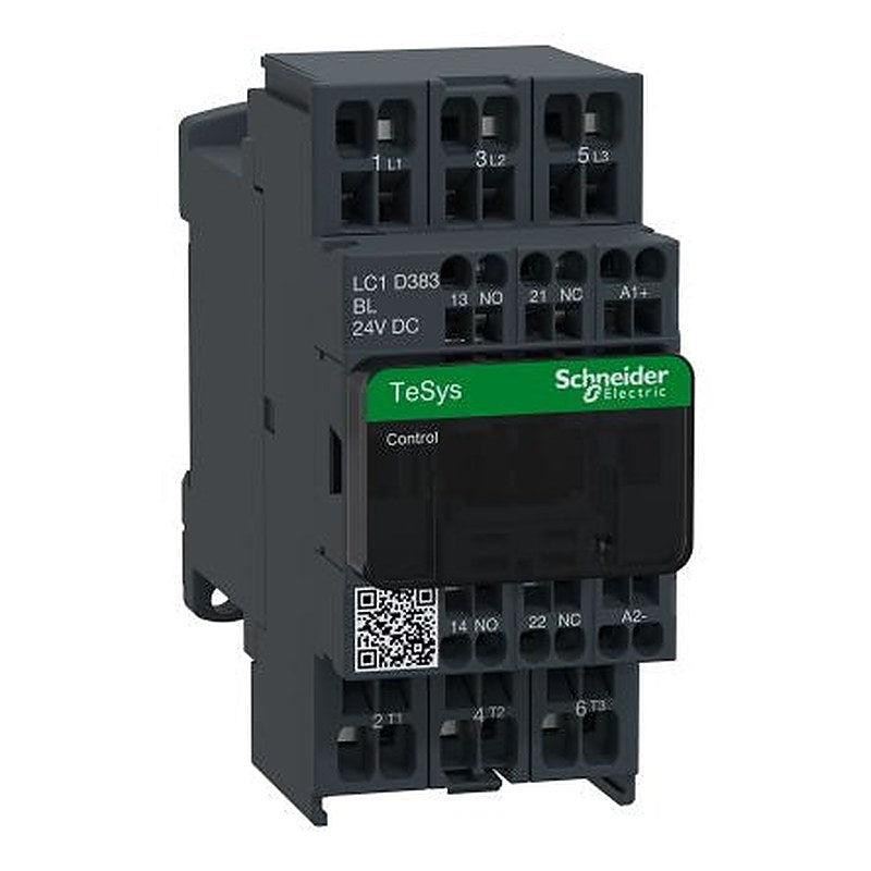 Schneider Electric TeSyS D Contactor, 24V dc Coil, 3-Pole, 38 A, 18.5 kW 24V dc, 1 NO/1 NC
