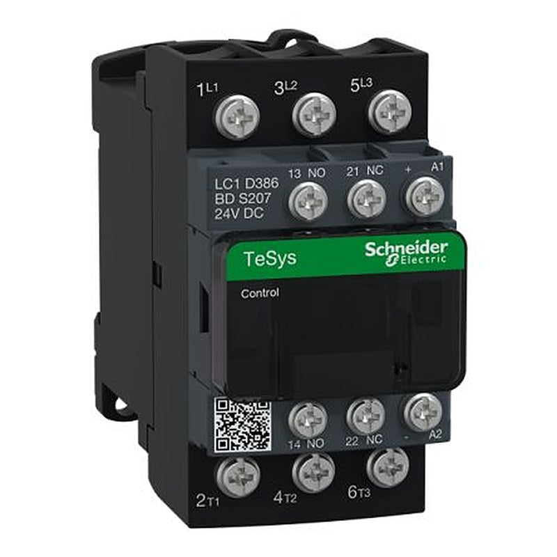 Schneider Electric LC1D Contactor, 440V Coil, 3-Pole, 38 A, 18.5 W 440V, 3 NO, 24V