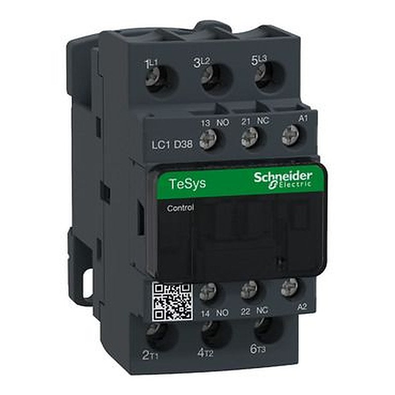 Schneider Electric LC1D Contactor, 480V Coil, 3-Pole, 38 A, 18.5 kW 480V, 3 NO, 690V